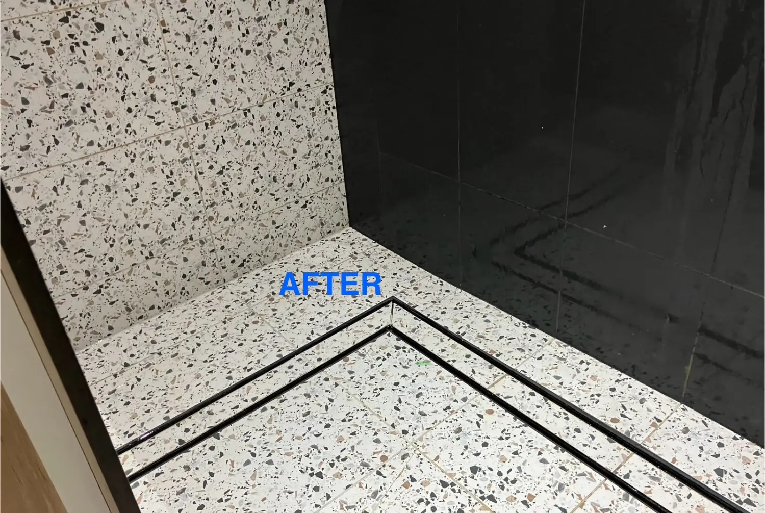 Commercial terrazzo floor and grout after cleaning